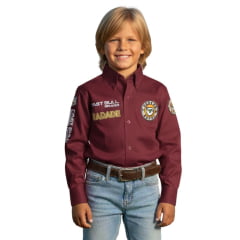 Camisa Infantil Bordada Radade Fast Bull Brands Bordô Ref:4484 Camisa Infantil Bordada Radade Fast Bull Brands Bordô Ref:4484