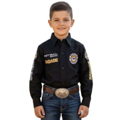 Camisa Infantil Radade Bordada Fast Bull Brands Preto Ref:3197 Camisa Infantil Radade Bordada Fast Bull Brands Preto Ref:3197