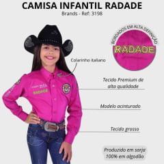 Camisa Infantil Radade Bordada Fast Bull Brands Rosa Ref:3197