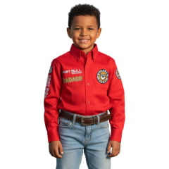 Camisa Infantil Bordada Radade Fast Bull Brands Vermelho Ref:3197 Camisa Infantil Bordada Radade Fast Bull Brands Vermelho Ref:3197