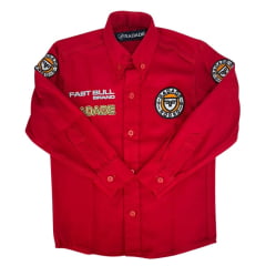 Camisa Infantil Bordada Radade Fast Bull Brands Vermelho Ref:3197