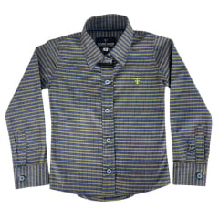 Camisa Infantil Feminina Texas Farm Xadrez Manga Longa Logo Verde Neon Ref:CAFMINI0005/CAFTEEN005