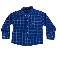 Camisa Infantil Juvenil Mx72 Concept M. Longa 100% Algodão Quadriculado Country Azul Royal/Branco Ref:24136-24117