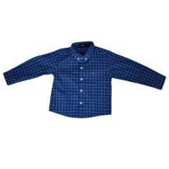 Camisa Infantil Juvenil Mx72 Concept M. Longa 100% Algodão Quadriculado Country Azul Royal/Branco Ref:24136-24117