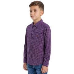 Camisa Infantil Juvenil MX72 Country Manga Longa Xadrez Mini Marinho/Branco - Ref:26054