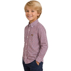 Camisa Infantil Juvenil MX72 Country Manga Longa Xadrez Vermelho/Marinho E Branco - Ref:26054
