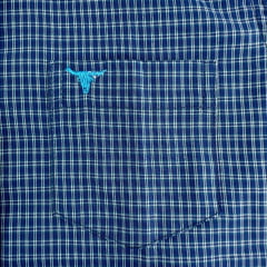 Camisa Infantil Laço Forte Manga Longa Xadrez Azul Logo Azul Ref:1711