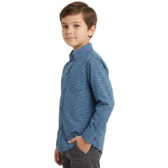 Camisa Infantil Laço Forte Manga Longa Xadrez Azul Logo Azul Ref:1711