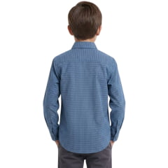 Camisa Infantil Laço Forte Manga Longa Xadrez Azul Logo Azul Ref:1711