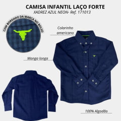 Camisa Infantil Laço Forte Manga Longa Xadrez Neon Ref:171013 - Escolha a cor