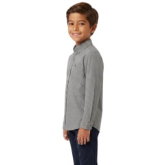 Camisa Infantil Laço Forte Manga Longa Xadrez Preto E Branco Logo Preto Ref:1711