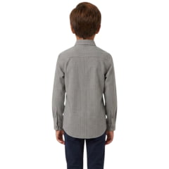 Camisa Infantil Laço Forte Manga Longa Xadrez Preto E Branco Logo Preto Ref:1711