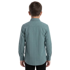 Camisa Infantil Laço Forte Manga Longa Xadrez Verde Àgua Logo Preto Ref:1711