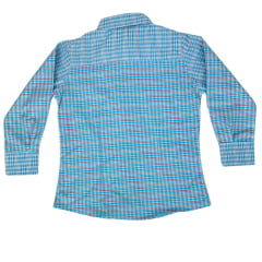 Camisa Infantil Laço Forte Xadrez Azul/Vermelho Manga Longa Com Logo Azul Ref:2025