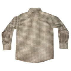 Camisa Infantil Laço Forte Xadrez Bege Manga Longa Com Logo Laranja Neon Ref:1711