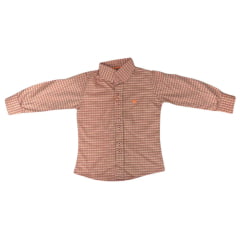 Camisa Infantil Laço Forte Xadrez Com Logo Laranja Manga Longa Ref:2025