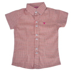 Camisa Infantil Laço Forte Xadrez Logo Rosa Manga Curta Ref: 2024