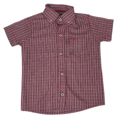 Camisa Infantil laço Forte Xadrez Logo Vermelho Manga Curta Ref:171013