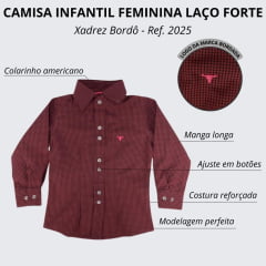 Camisa Infantil Laço Forte Xadrez Manga Longa Xadrez Ref2025 - Escolha a cor