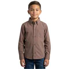 Camisa Infantil Laço Forte Xadrez Manga Longa Laranja Logo Bordado Ref:1711 Camisa Infantil Laço Forte Xadrez Manga Longa Laranja Logo Bordado Ref:1711