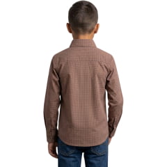 Camisa Infantil Laço Forte Xadrez Manga Longa Laranja Logo Bordado Ref:1711