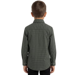 Camisa Infantil Laço Forte Xadrez Manga Longa Verde Escuro Logo Verde Claro Ref:1711