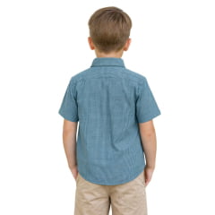 Camisa Infantil Laço Forte Xadrez Verde Azul Com Logo Verde Limão Manga Curta Ref:1710