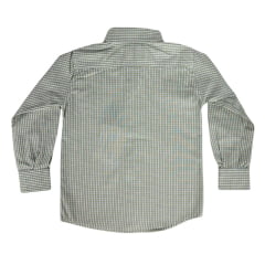Camisa Infantil Laço Forte Xadrez Verde Claro Manga Longa Com Logo Verde Neon Ref:1711