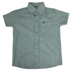 Camisa Infantil Laço Forte Xadrez Verde Manga Curta Com Logo Verde Ref:171013