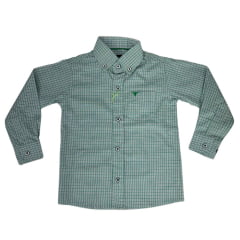 Camisa Infantil Laço Forte Xadrez Verde Manga Longa Logo Verde Ref:171013