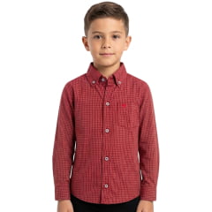 Camisa Infantil Laço Forte Xadrez Vermelho Logo Bordado Ref:1711 Camisa Infantil Laço Forte Xadrez Vermelho Logo Bordado Ref:1711