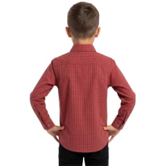 Camisa Infantil Laço Forte Xadrez Vermelho Logo Bordado Ref:1711
