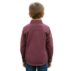 Camisa Infantil Laço Forte Xadrez Vermelho Com Logo Preto Manga Longa Ref:1711