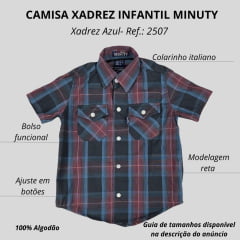 Camisa Infantil Minuty Unix Manga Curta Xadrez Azul/Vermelho Ref:2507