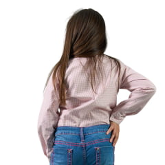 Camisa Infantil Miss Country Sweet Xadrez Manga Longa Rosa Bebê Ref:002083