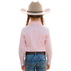 Camisa Infantil Os Vaqueiros Feminina Kids/Teen Manga Longa Xadrez Rosa Claro REF:V26-25004