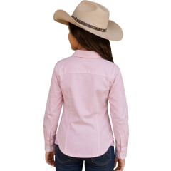 Camisa Infantil Os Vaqueiros Feminina Kids/Teen Oxfordine Manga Longa Rosa REF:V26-25002