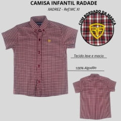 Camisa Infantil Radade Manga Curta Xadrez Bordô/Vermelho Ref:MC XI