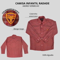 Camisa Infantil Radade Vermelha Com Logo Laranja Manga Longa