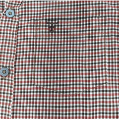Camisa Infantil Texas Farm Manga Longa Xadrez Vermelho Marrom Logo Marrom Ref:CALMINI006/CALTEEN006