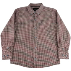 Camisa Infantil Texas Farm Manga Longa Xadrez Vermelho Marrom Logo Marrom Ref:CALMINI006/CALTEEN006