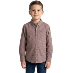 Camisa Infantil Texas Farm Manga Longa Xadrez Vermelho Marrom Logo Marrom Ref:CALMINI006/CALTEEN006 Camisa Infantil Texas Farm Manga Longa Xadrez Vermelho Marrom Logo Marrom Ref:CALMINI006/CALTEEN006