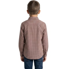 Camisa Infantil Texas Farm Manga Longa Xadrez Vermelho Marrom Logo Marrom Ref:CALMINI006/CALTEEN006