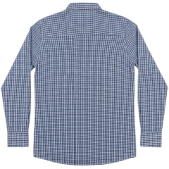Camisa Infantil Texas Farm Manga Longa Xadrez Azul Royal Branco Logo Dourado Ref:CALMINI010/CALTEEN010