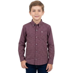 Camisa Infantil Texas Farm Manga Longa Xadrez Bordô Logo Branco Ref:CALMINI015/CALTEEN015 Camisa Infantil Texas Farm Manga Longa Xadrez Bordô Logo Branco Ref:CALMINI015/CALTEEN015