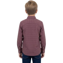 Camisa Infantil Texas Farm Manga Longa Xadrez Bordô Logo Branco Ref:CALMINI015/CALTEEN015