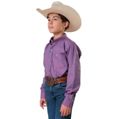 Camisa Infantil Texas Farm Manga Longa Xadrez Roxo Ref:CACMINI004-CACTEEN004
