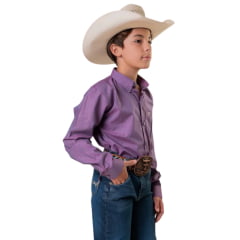 Camisa Infantil Texas Farm Manga Longa Xadrez Roxo Ref:CACMINI004-CACTEEN004