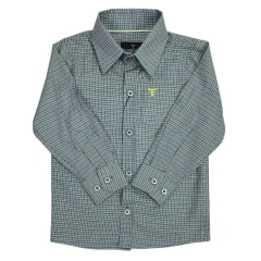 Camisa Infantil Texas Farm Manga Longa Xadrez Verde/Roxo Com Logo Amarelo Neon Ref.CAL129