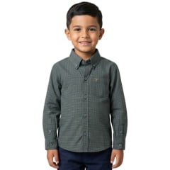 Camisa Infantil Texas Farm Mini Manga Longa Xadrez Verde/Azul Ref:CACMINI013